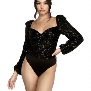 Host Pick ❤️ Sale  Windsor Puff sleeve sequin bodysuit